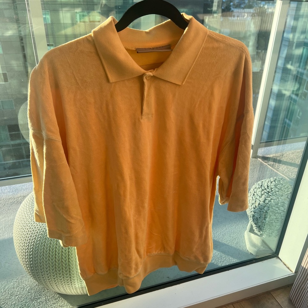 Fear Of God Terrycloth Mens Polo Shirt In Size Small Yellow